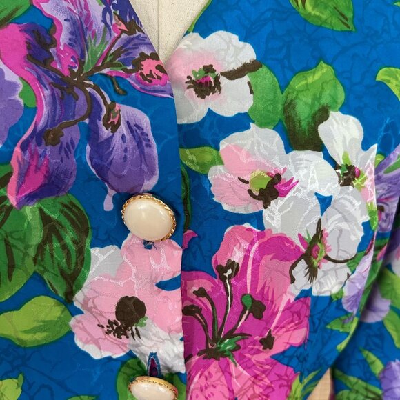 Vintage 80's Floral Button-Up Blazer Top Barbie - Picture 8 of 9